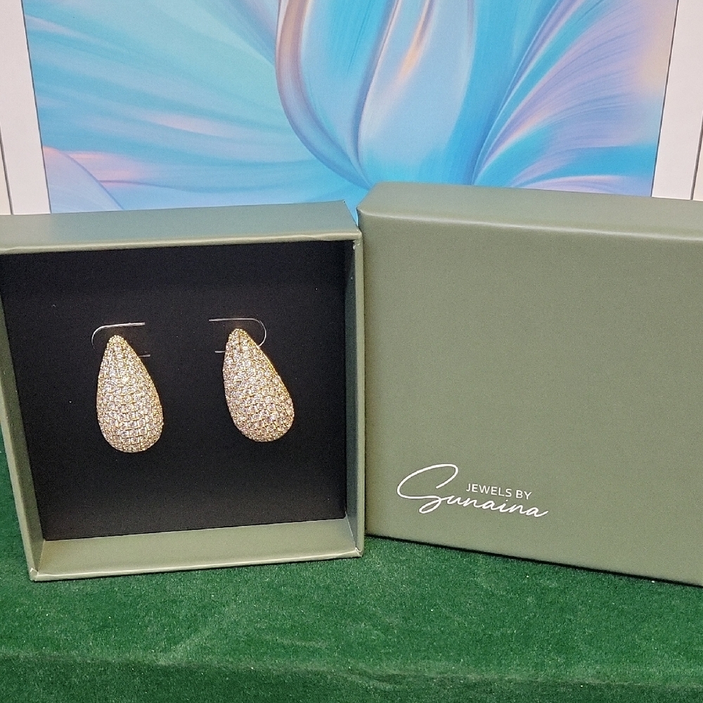 Jewels by Sunaina Gold Teardrop Earrings New in Box